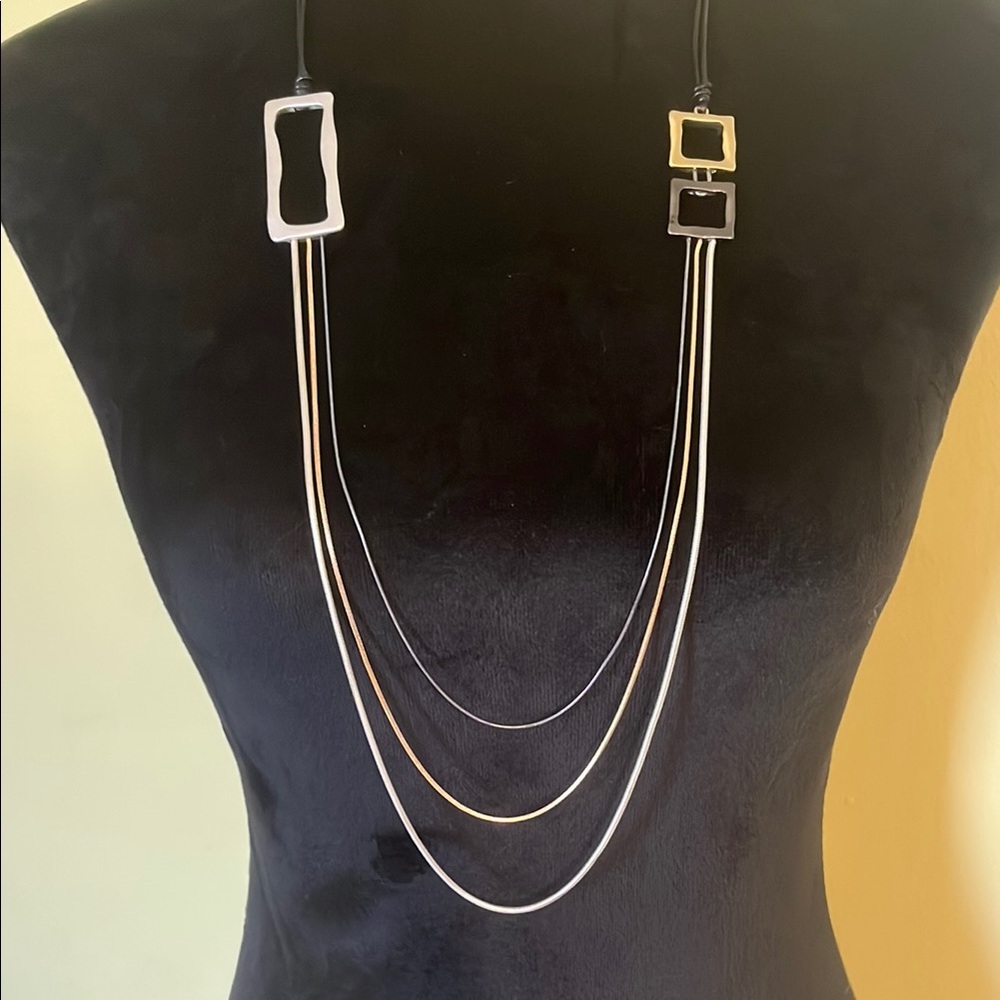 Sweet Lola Black Gold & Silver Three Layer Necklace